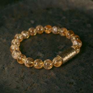 Buddha Gift Natural Citrine Crystal Brass Bead Protection Bracelet