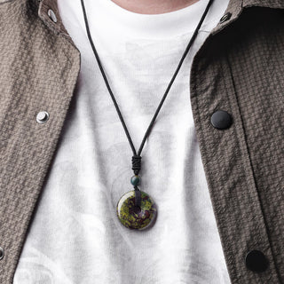 Buddha Gift Lucky Coin Pendant Healing Crystal Gemstone Necklace