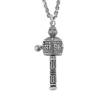 Buddha Gift Tibetan Om Mani Padme Hum Prayer Wheel Lotus Wisdom Rotatable Necklace Pendant