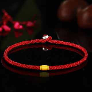 Buddha Gift 999 Gold Lucky Bead Eight Thread Peace Knot Red Rope Bracelet