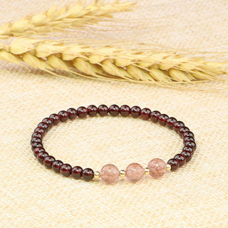 Buddha Gift Natural Garnet Strawberry Quartz Calm Bracelet