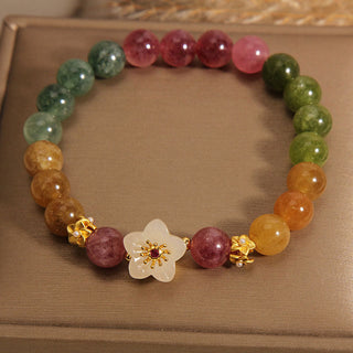Buddha Gift Colorful Tourmaline Jade Flowers Love Bracelet