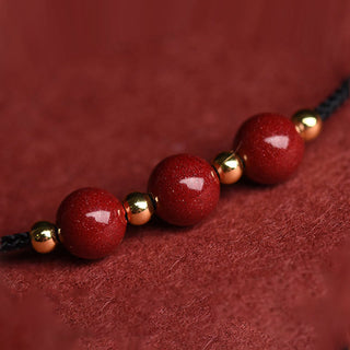 Buddha Gift Natural Lucky Cinnabar Bead Blessing String Bracelet Anklet