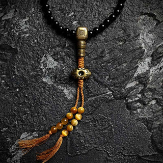 Buddha Gift Tibetan 108 Mala Beads Black Onyx Tiger Eye Beads Nine Palaces Bagua Protection Bracelet