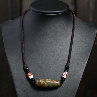 Buddha Gift Tibetan Nine-Eye Dzi Bead Protection String Necklace