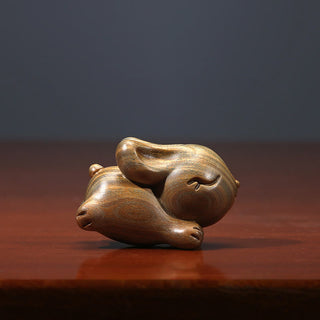 Buddha Gift Green Sandalwood Small Mini Cute Rabbit Bunny Peace Decorations