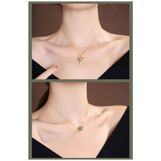 Buddha Gift 925 Sterling Silver Natural Hetian Jade Cyan Jade Luck Laughing Buddha Butterfly Necklace Pendant