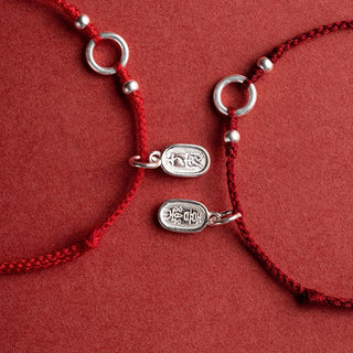 Buddha Gift 925 Sterling Silver Lucky Fortune Peace Joy Lotus Peace Buckle Red String Bracelet
