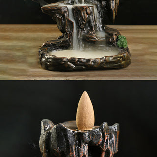 Buddha Gift Waterfall Backflow Incense Burner Mountain Tower Incense Holders