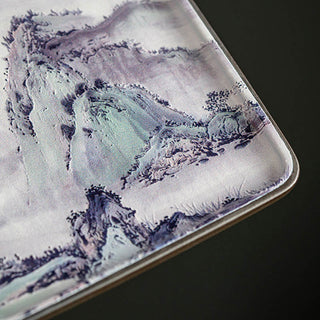 Buddha Gift Mountain Lake Flower Leaf Healing Ceramic Plate Tray Stick Incense Burner Decoration