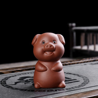 Buddha Gift Chinese Zodiac Purple Clay Wealth Ceramic Tea Pet Home Figurine Decoration