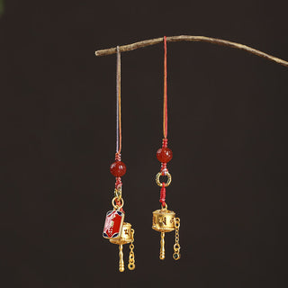 Buddha Gift Tibetan Om Mani Padme Hum Prayer Wheel Amulet Charm Protection Phone Hanging Decoration