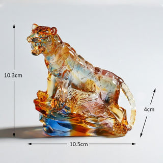 Buddha Gift Handmade Liuli Crystal Tiger Art Piece Protection Home Decoration