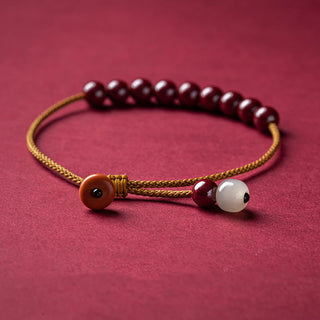 Buddha Gift Natural Cinnabar Beaded Blessing Handmade Bracelet