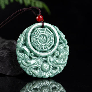 Buddha Gift Dragon Jade Yin Yang Balance Necklace String Pendant