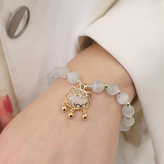 Buddha Gift Cat's Eye Lovely Cat Pattern Pearl Love Charm Bracelet