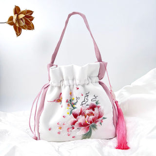 Buddha Gift Suzhou Embroidery Rabbit Lotus Epiphyllum Peony Magnolia Silk Tote Crossbody Bag Shoulder Bag Handbag