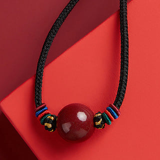 Buddha Gift Cinnabar Bead Blessing String Necklace Pendant