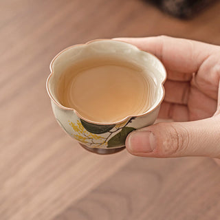 Buddha Gift Hand Painted Small Osmanthus Rabbit Ceramic Teacup Kung Fu Tea Cup 40ml