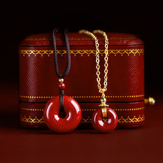 Buddha Gift Cinnabar Peace Buckle Calm Blessing Necklace Pendant