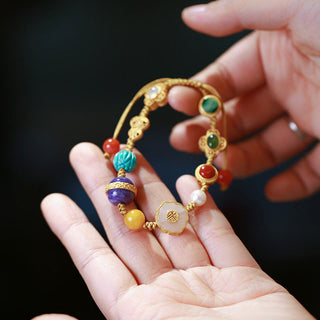 Buddha Gift 925 Sterling Silver Natural Hetian Jade Amber Red Agate Crystals Luck Bracelet