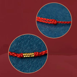 Buddha Gift 925 Sterling Silver Lucky Golden Bead Braided String Bracelet Anklet