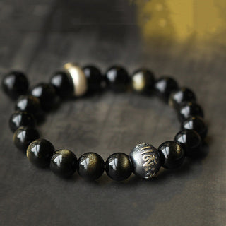 Buddha Gift Chinese Zodiac Natal Buddha Obsidian Purification Bracelet