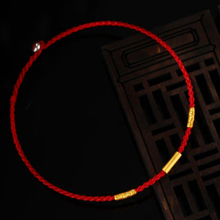 Buddha Gift 999 Gold Bead Handmade Four Thread Wishful Knots Braided Protection Bracelet