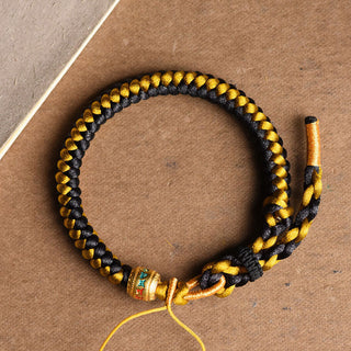 Buddha Gift Handmade Tibetan Black Gold Dragon Scale Rope Om Mani Padme Hum Purity Bracelet