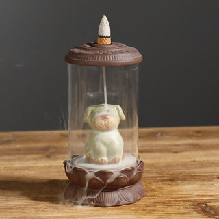 Buddha Gift Meditation Wukong Monkey King Purple Clay Windshield Lotus Backflow Smoke Fountain Incense Burner Decoration