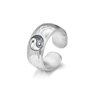 Buddha Gift Handmade 999 Sterling Silver Yin Yang Bagua Symbol Harmony Adjustable Ring