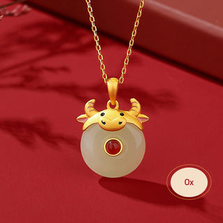 Buddha Gift 925 Sterling Silver Hetian Jade Chinese Zodiac Year of the Dragon Red Agate Luck Protection Necklace Pendant (Extra 30% Off | USE CODE: FS30)