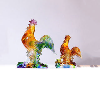Buddha Gift Handmade Liuli Crystal Rooster Art Piece Home Decoration