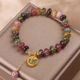 Buddha Gift Colorful Tourmaline Cute Flower Rabbit Charm Love Bracelet