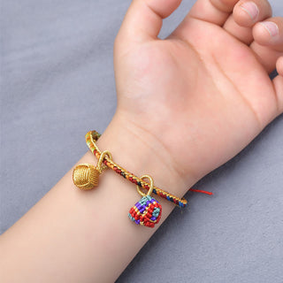 Buddha Gift Colorful Rope Luck Handmade Zongzi Golden Ball Charm Bracelet