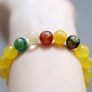 Buddha Gift Five Elements God of Wealth Various Agate Crystal Wealth Bracelet