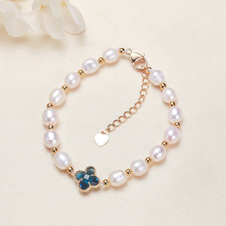 Buddha Gift Pearl Four Leaf Clover Wealth Chain Bracelet