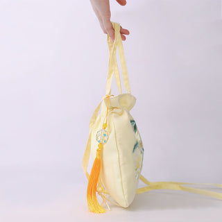 Buddha Gift Lotus Peony Epiphyllum Phoenix Suzhou Embroidery Cotton Linen Tote Crossbody Bag Shoulder Bag Handbag