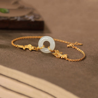 Buddha Gift White Jade Koi Fish Prosperity Bracelet
