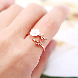 Buddha Gift Plum Blossom Leaf Pattern Copper Luck Ring