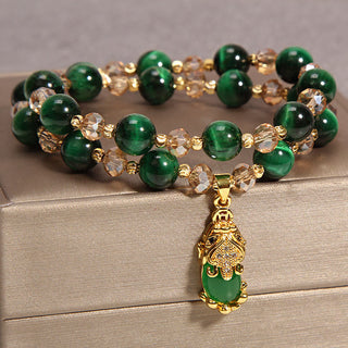 Buddha Gift Tiger Eye Pixiu Fox Money Bag Protection Self Confidence Double Wrap Bracelet