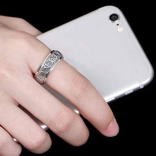 Buddha Gift Six True Words Swastika Copper Healing Rotatable Ring