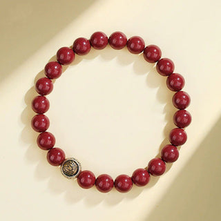 Buddha Gift 925 Sterling Silver Natural Cinnabar Four Beasts Blessing Bracelet