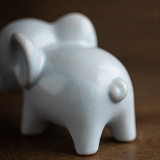Buddha Gift Small Ceramic Elephant Home Tea Pet Figurine Desk Decoration