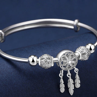 Buddha Gift Tibetan White Copper Blessing Dream Catcher Charm Bracelet