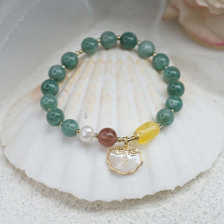 Buddha Gift Jade Sea shell Ruyi Lock Luck Bracelet