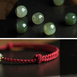 Buddha Gift Natural Cinnabar Chinese Zodiac Hetian Jade Fu Character Luck Rope Bracelet