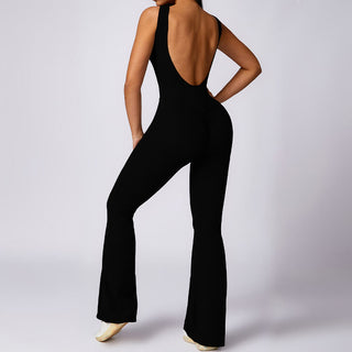 Buddha Gift Women Casual Sleeveless Jumpsuit Flare Pants Sports Fitness Yoga Bodysuit