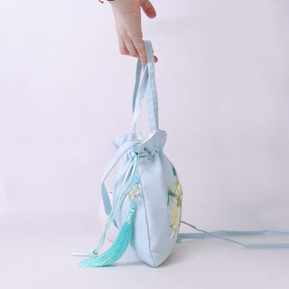 Buddha Gift Suzhou Embroidery Lotus Deer Epiphyllum Peony Rabbit Cotton Linen Tote Crossbody Bag Shoulder Bag Handbag