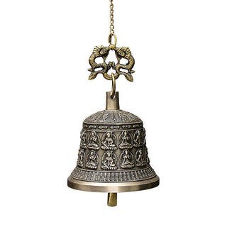 Buddha Gift Tibetan Engraved Buddha Dragon Wind Chime Bell Copper Luck Wall Hanging Decoration